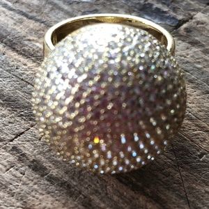 Pave Globe 60's Style Cocktail Ring size 9